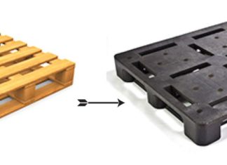 palés de plástico y de madera